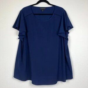Lane Bryant Plus Size 22 Blue Short Sleeved Blouse